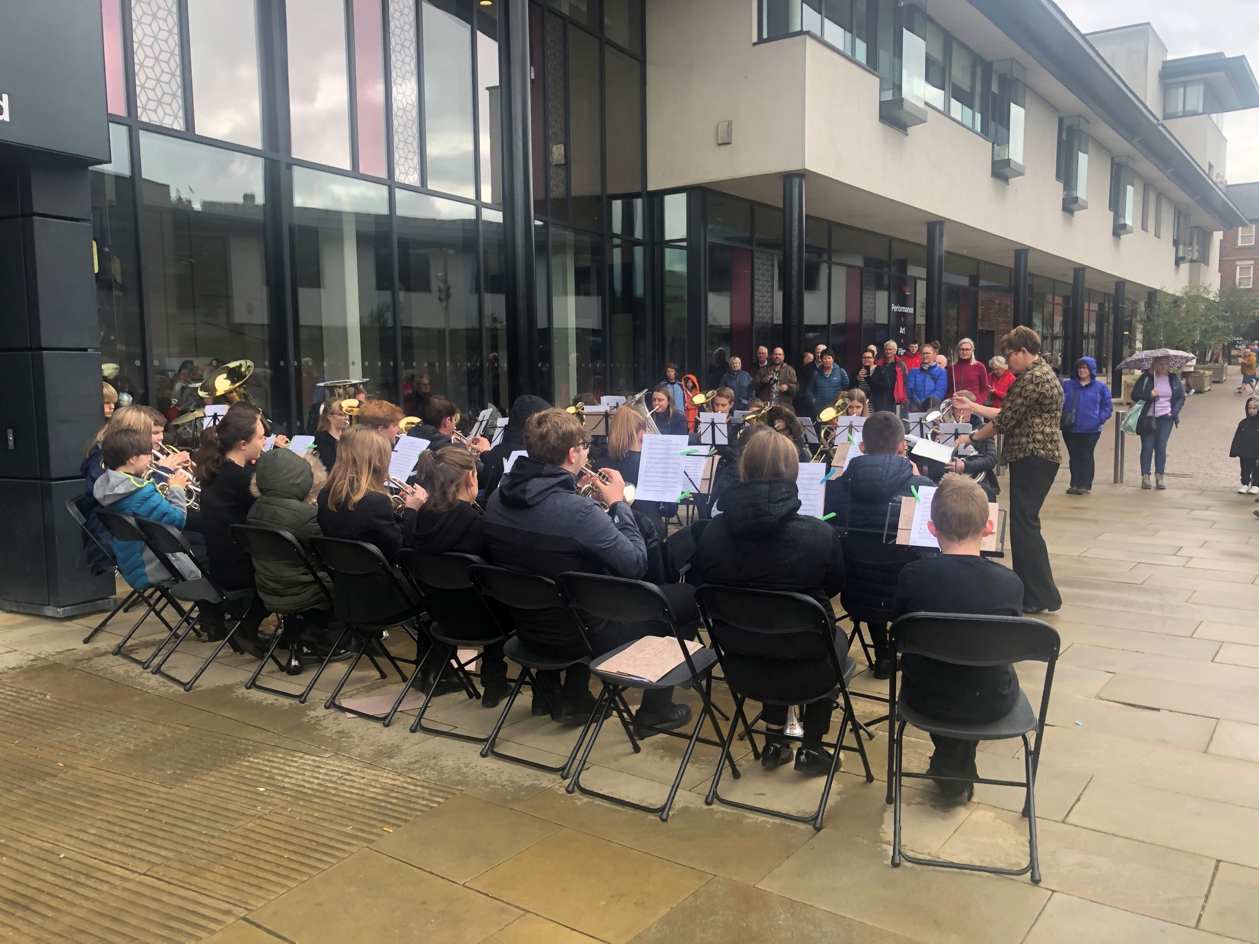 redhills youth brass band outside of gala theat