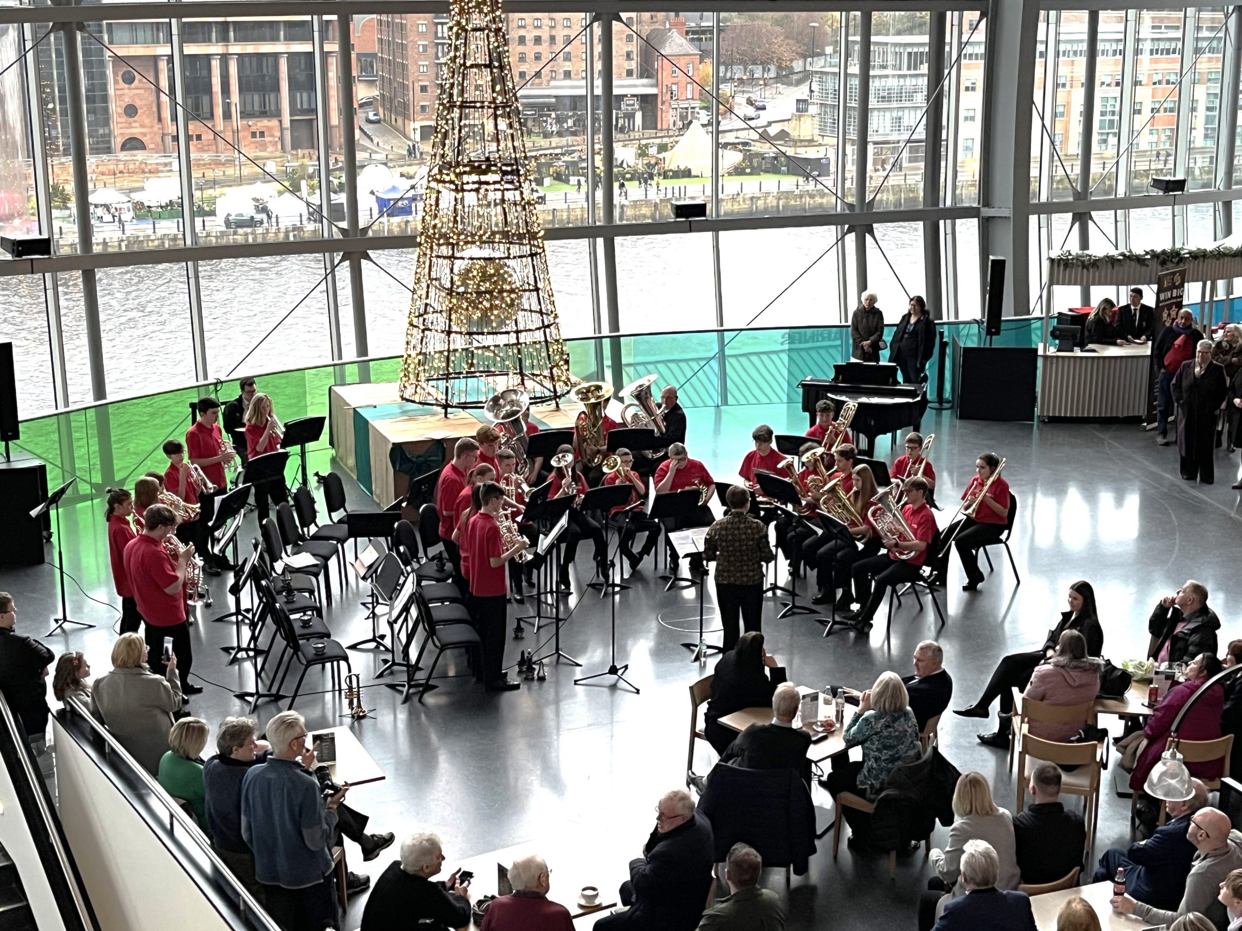 redhills youth brass band outside of gala theat